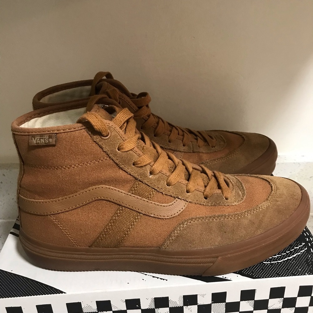 Vans Men’s High-Top Canvas & Suede Sneakers in Brown size 8